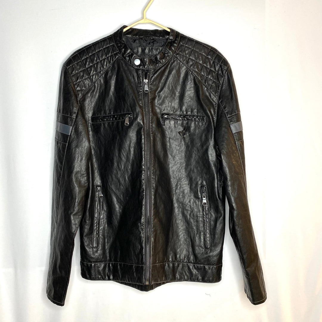 Leather Biker Jacket - Black - Medium - FABCYCLE Deadstock and Sustainble Fabrics and Sewing Supplies (6580845772913)