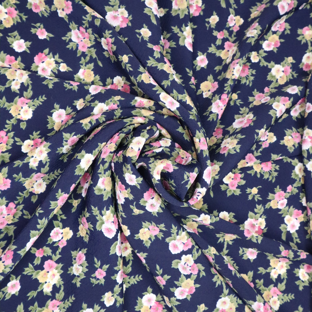 Daytime Dress - Floral Poly Woven - Navy/Pink - 3M Bundle - FABCYCLE Deadstock and Sustainble Fabrics and Sewing Supplies (4644756095089)