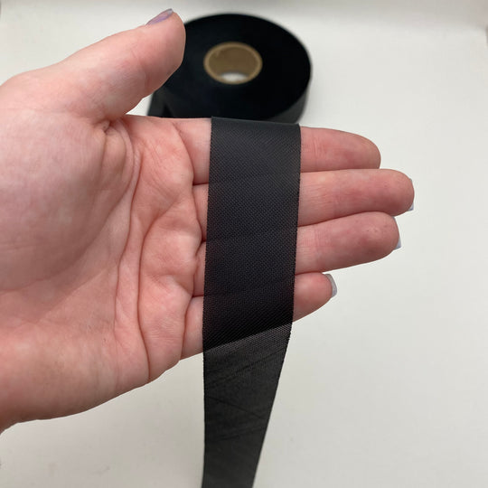 1" Bias Tape - Woven Interfacing - Black - FABCYCLE Deadstock and Sustainble Fabrics and Sewing Supplies (6539978834033)