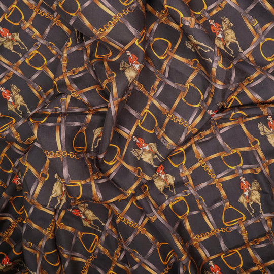 Horse Energy - Patterned Silk Poly Woven - Black Multi - 1.4M Bundle - FABCYCLE Deadstock and Sustainble Fabrics and Sewing Supplies (4644763828337)