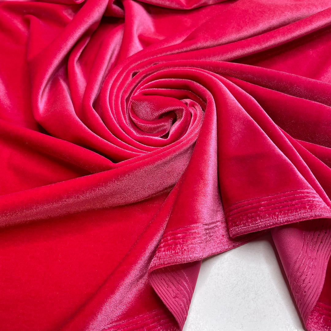 Sewing Pin Head - Velvet Poly Knit - Pink/Hot Pink - 2M Bundle - FABCYCLE Deadstock and Sustainble Fabrics and Sewing Supplies
