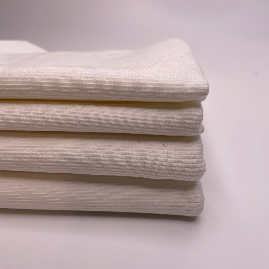 Long Sleeve T-Shirt Kit - Cotton Blend Rib Knit - White - 4 piece Kit - FABCYCLE Deadstock and Sustainble Fabrics and Sewing Supplies
