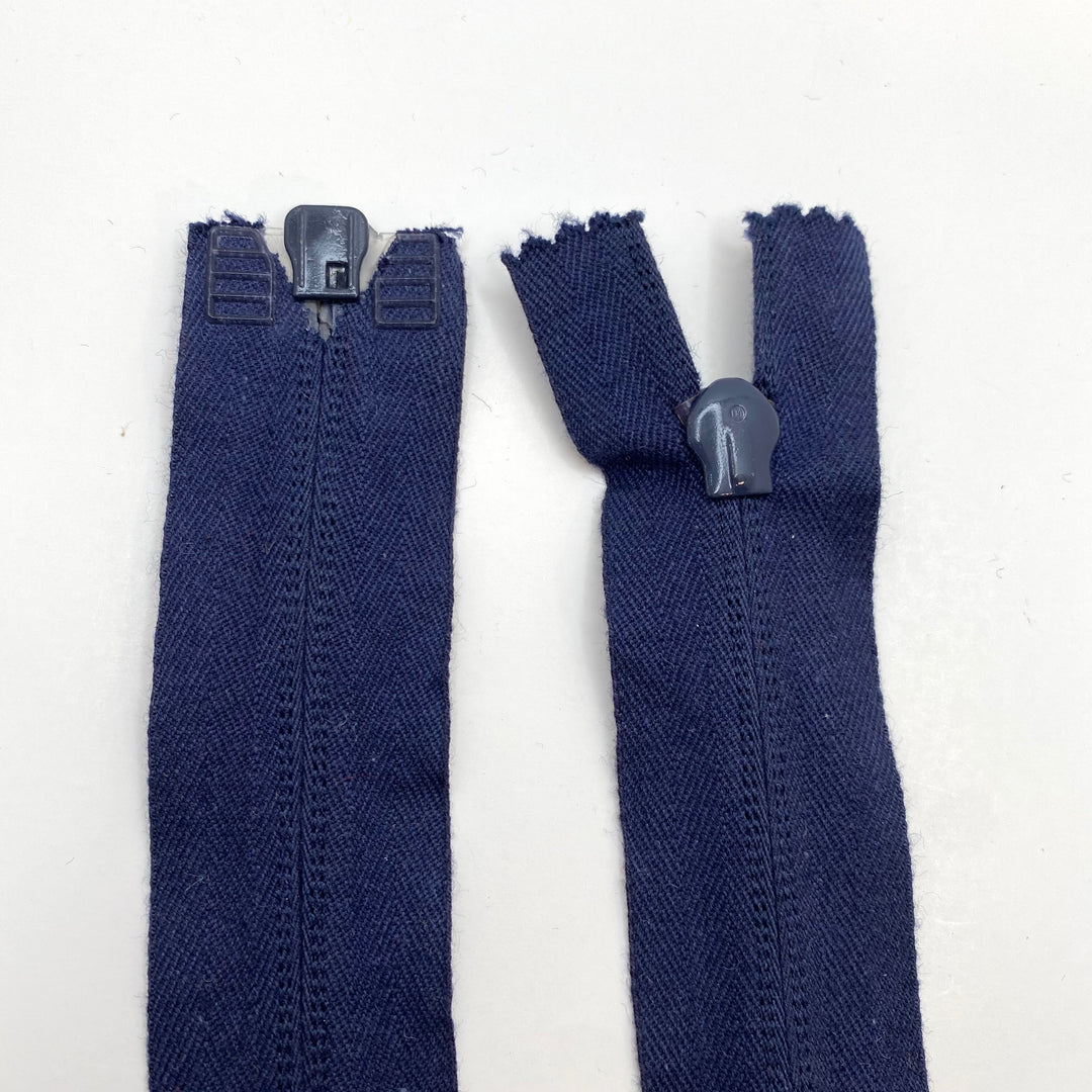 15” Coil Zipper - Separating - Navy Blue - FABCYCLE Deadstock and Sustainble Fabrics and Sewing Supplies (6575150760049)