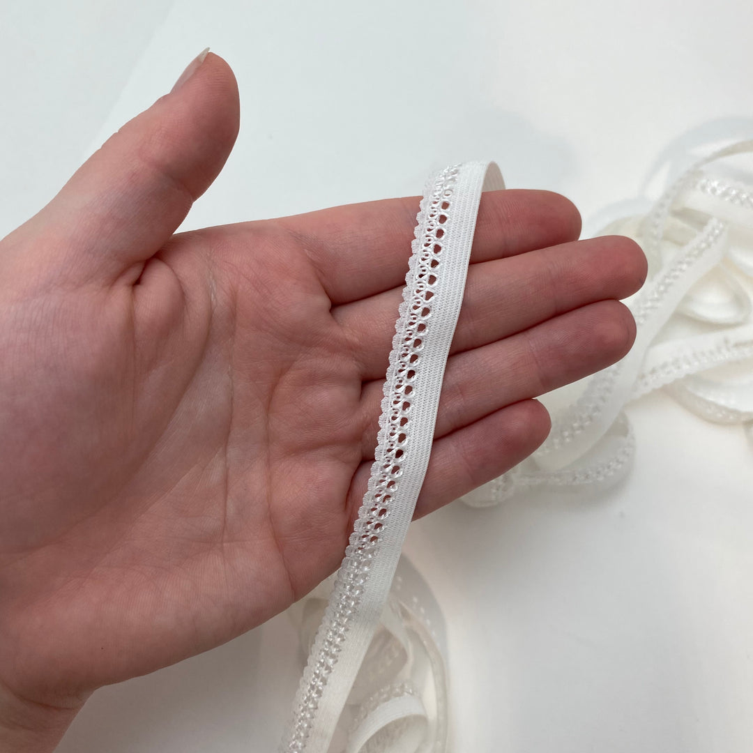 1/2" Decorative Elastic Strap - Stretch - White - 3.7M Bundle - FABCYCLE Deadstock and Sustainble Fabrics and Sewing Supplies (6563418210417)