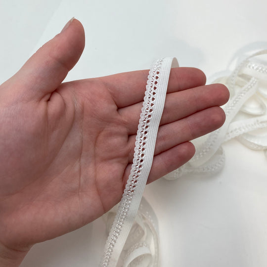 1/2" Decorative Elastic Strap - Stretch - White - 3.7M Bundle - FABCYCLE Deadstock and Sustainble Fabrics and Sewing Supplies (6563418210417)
