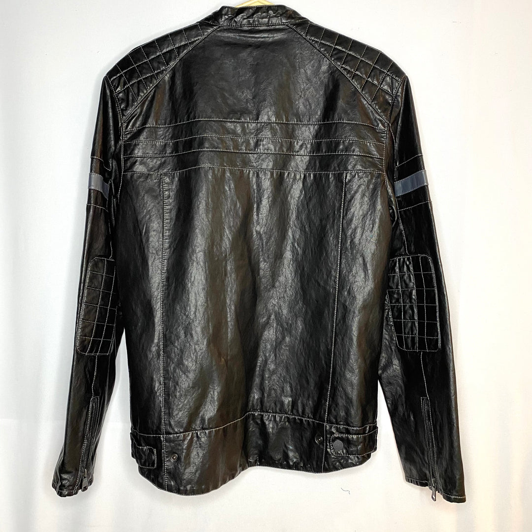 Leather Biker Jacket - Black - Medium - FABCYCLE Deadstock and Sustainble Fabrics and Sewing Supplies (6580845772913)