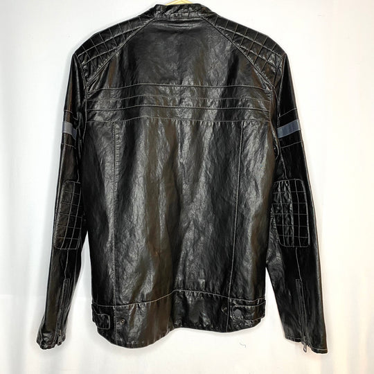 Leather Biker Jacket - Black - Medium - FABCYCLE Deadstock and Sustainble Fabrics and Sewing Supplies (6580845772913)
