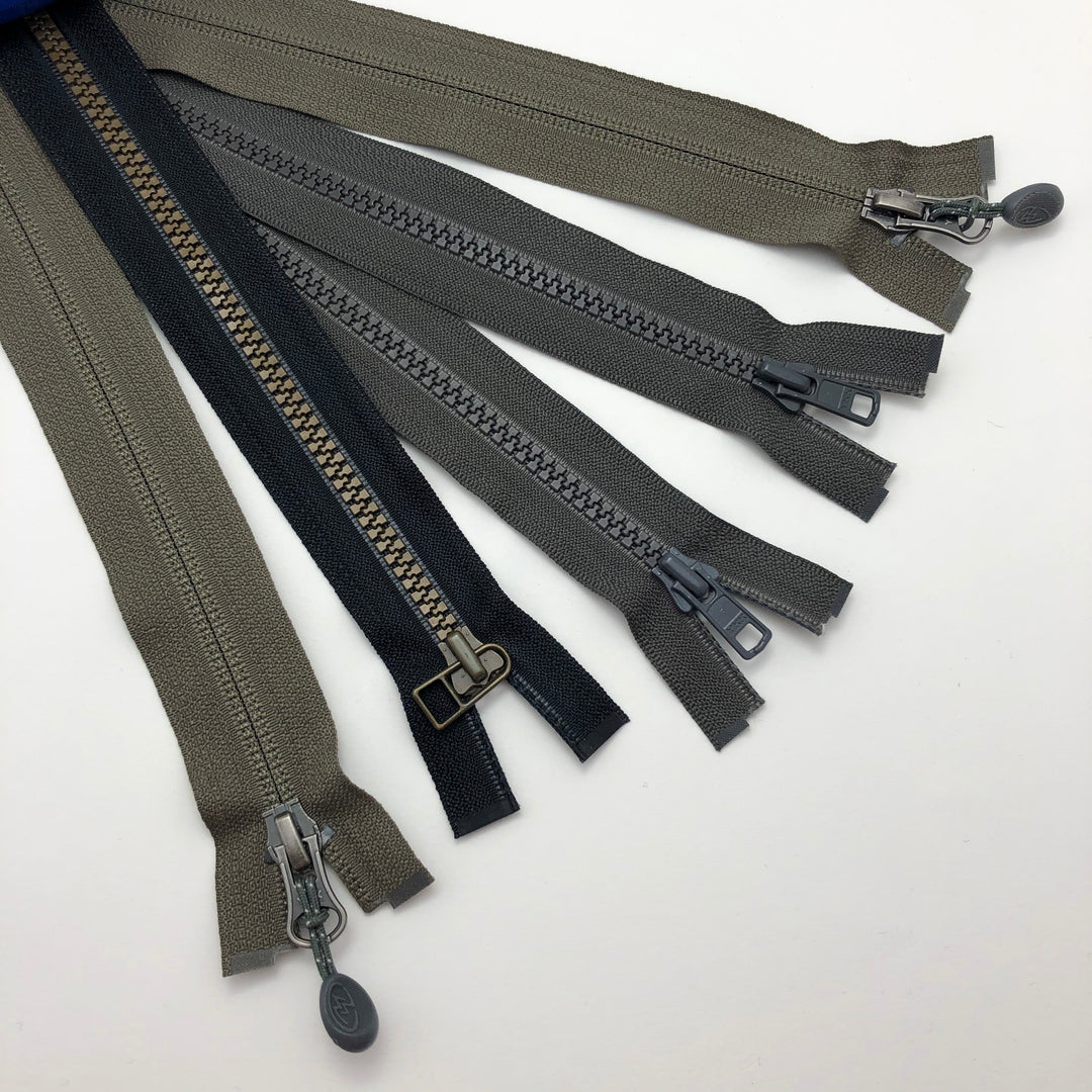 Assorted Styles - Separating - Black / Grey / Olive - 5 Pack - FABCYCLE Deadstock and Sustainble Fabrics and Sewing Supplies (4593476436081)