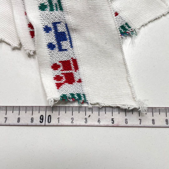 Ribbing - Double Width - White Multi Trains - 8 Pack - FABCYCLE Deadstock and Sustainble Fabrics and Sewing Supplies (6822755270769)