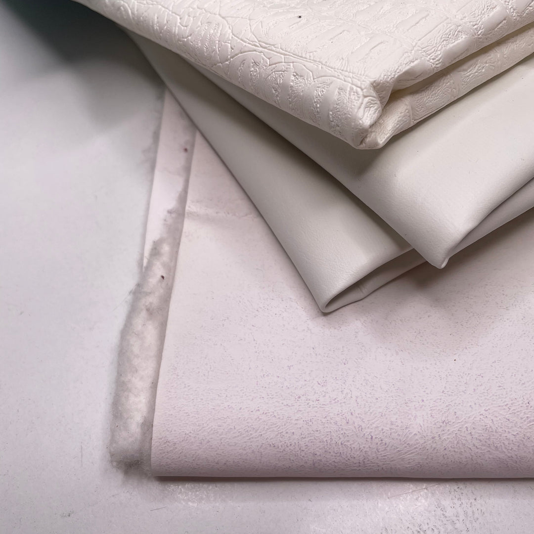 Pleather Pack - PU pleather knit Backing - Cream/Aqua - Pack - FABCYCLE Deadstock and Sustainble Fabrics and Sewing Supplies