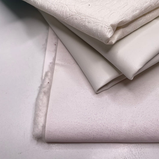 Pleather Pack - PU pleather knit Backing - Cream/Aqua - Pack - FABCYCLE Deadstock and Sustainble Fabrics and Sewing Supplies