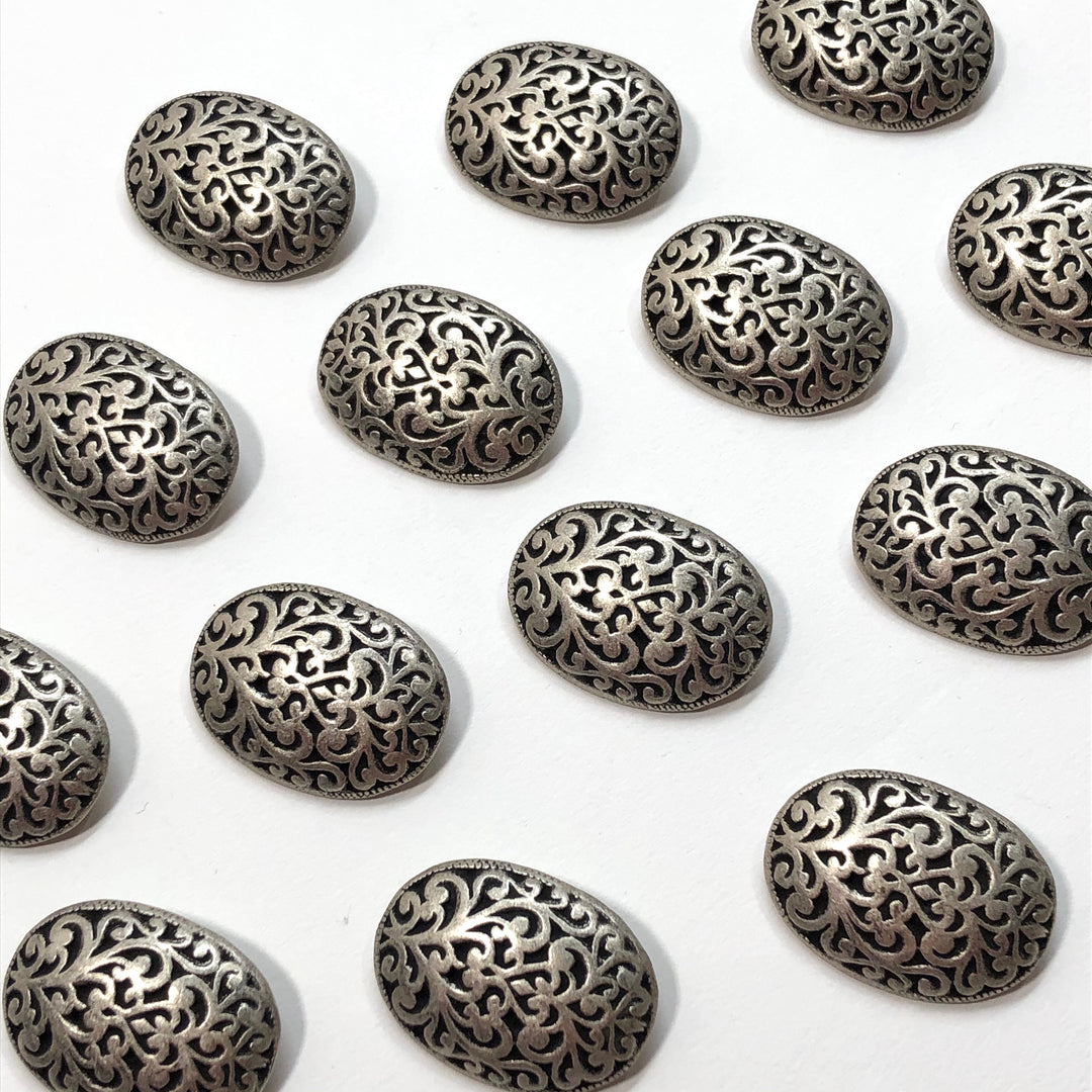 35mm Shank Button - Silver Coloured Metal - Individual - FABCYCLE Deadstock and Sustainble Fabrics and Sewing Supplies (4607434555505)