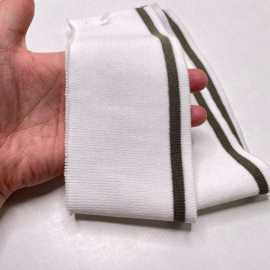 Collars Ribbing - White/Olive - 2 Pack - FABCYCLE Deadstock and Sustainble Fabrics and Sewing Supplies (6822742130801)