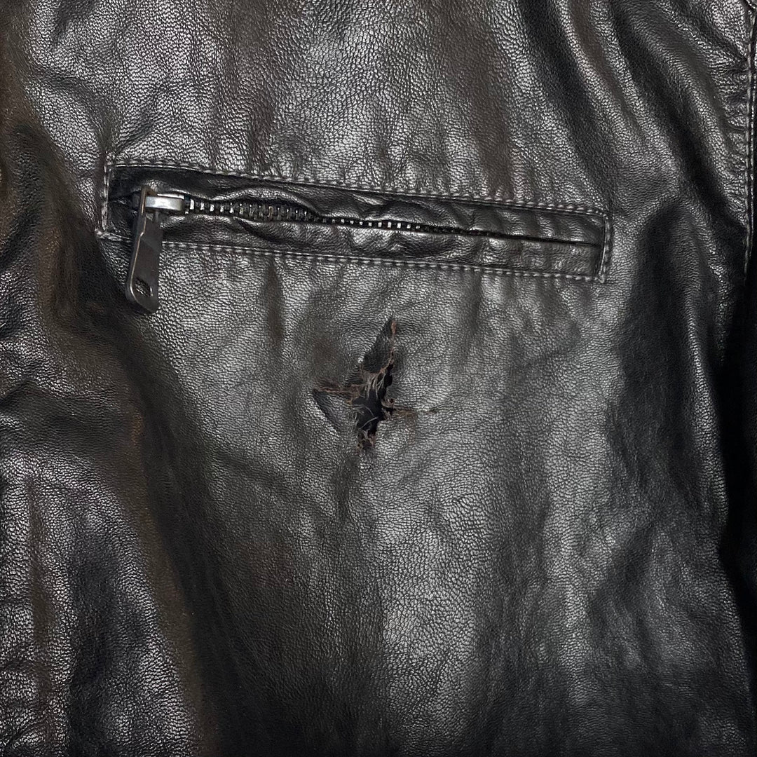 Leather Biker Jacket - Black - Medium - FABCYCLE Deadstock and Sustainble Fabrics and Sewing Supplies (6580845772913)