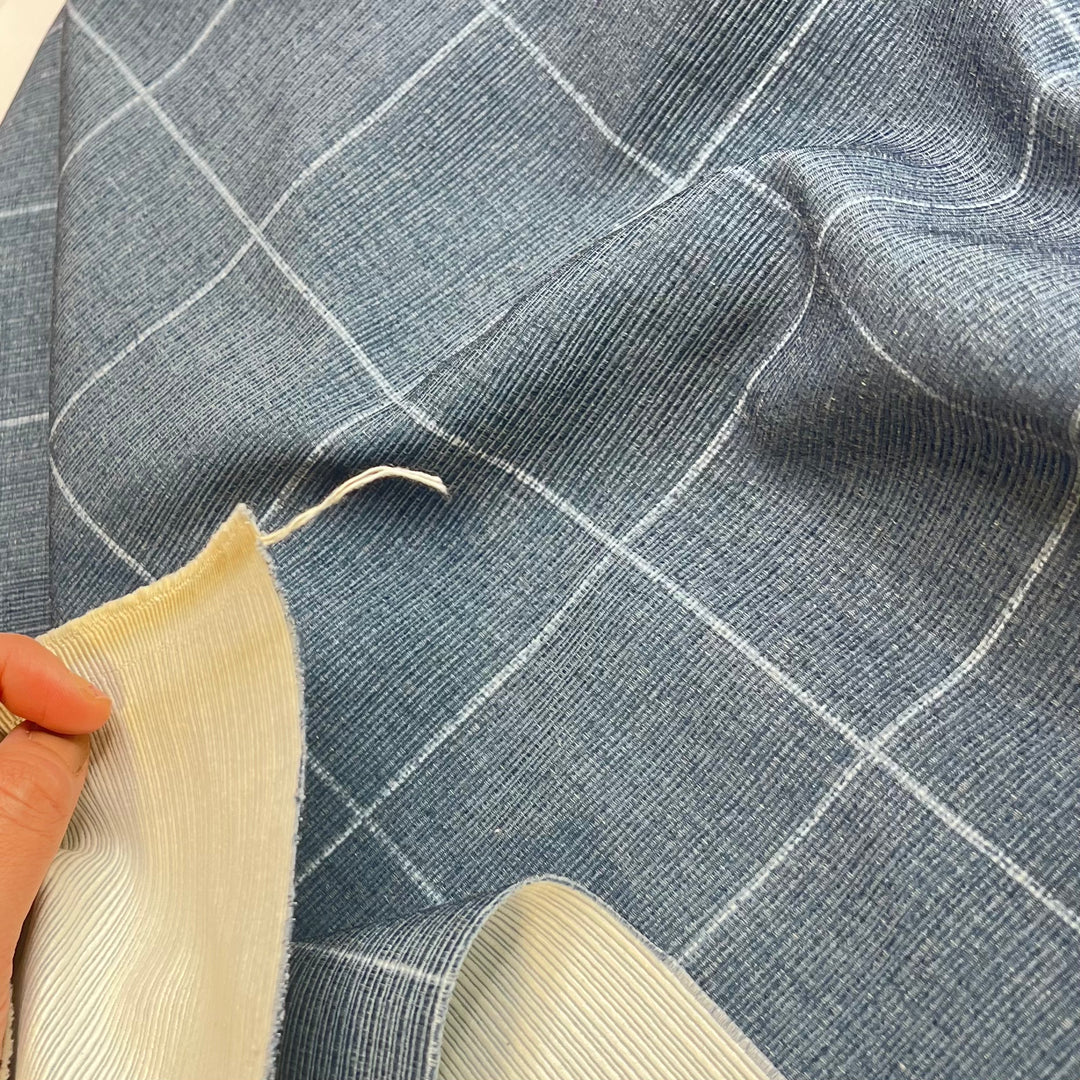 Distinguished - Poly Woven - Blue/Grey Plaid - 1.22M Bundle - FABCYCLE Deadstock and Sustainble Fabrics and Sewing Supplies (6815376474225)