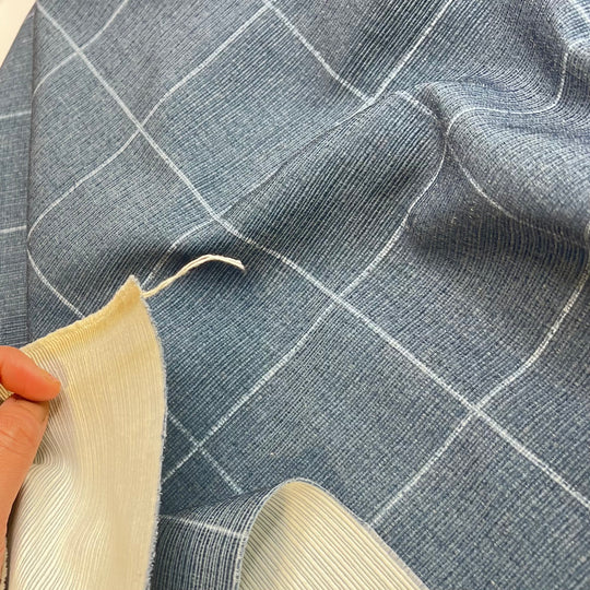 Distinguished - Poly Woven - Blue/Grey Plaid - 1.22M Bundle - FABCYCLE Deadstock and Sustainble Fabrics and Sewing Supplies (6815376474225)
