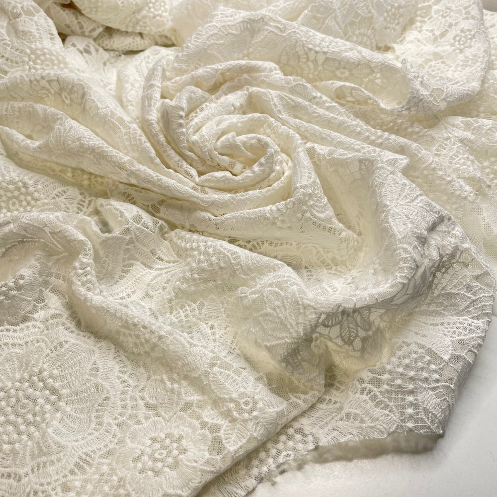 Doilypalooza - Embroidered Mesh Woven - Cream Floral - 2 Lb Pack - FABCYCLE Deadstock and Sustainble Fabrics and Sewing Supplies
