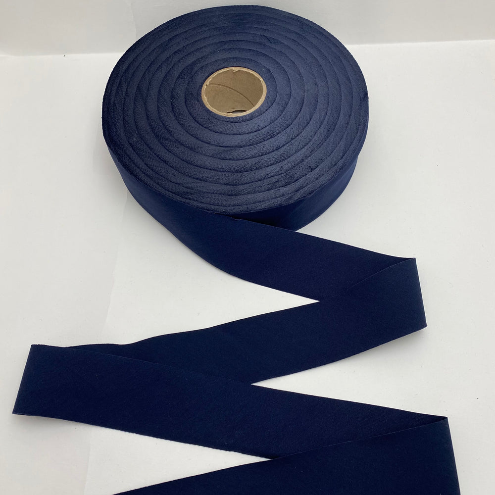 1 1/2" Bias Tape - Cotton/Poly Woven - Navy Blue - FABCYCLE Deadstock and Sustainble Fabrics and Sewing Supplies (6544298508401)