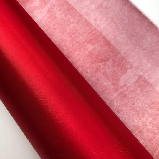 Cranberry - Polyester Satin Woven w/ Wax Backing - Red - 1/2 Meter - FABCYCLE Deadstock and Sustainble Fabrics and Sewing Supplies (4631726227569)