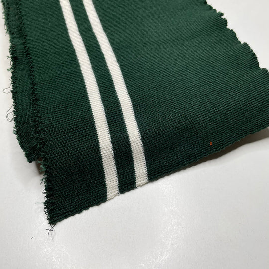 Ribbing - Double Width - Green/White Stripes - 2 Pack - FABCYCLE Deadstock and Sustainble Fabrics and Sewing Supplies (6823108313201)
