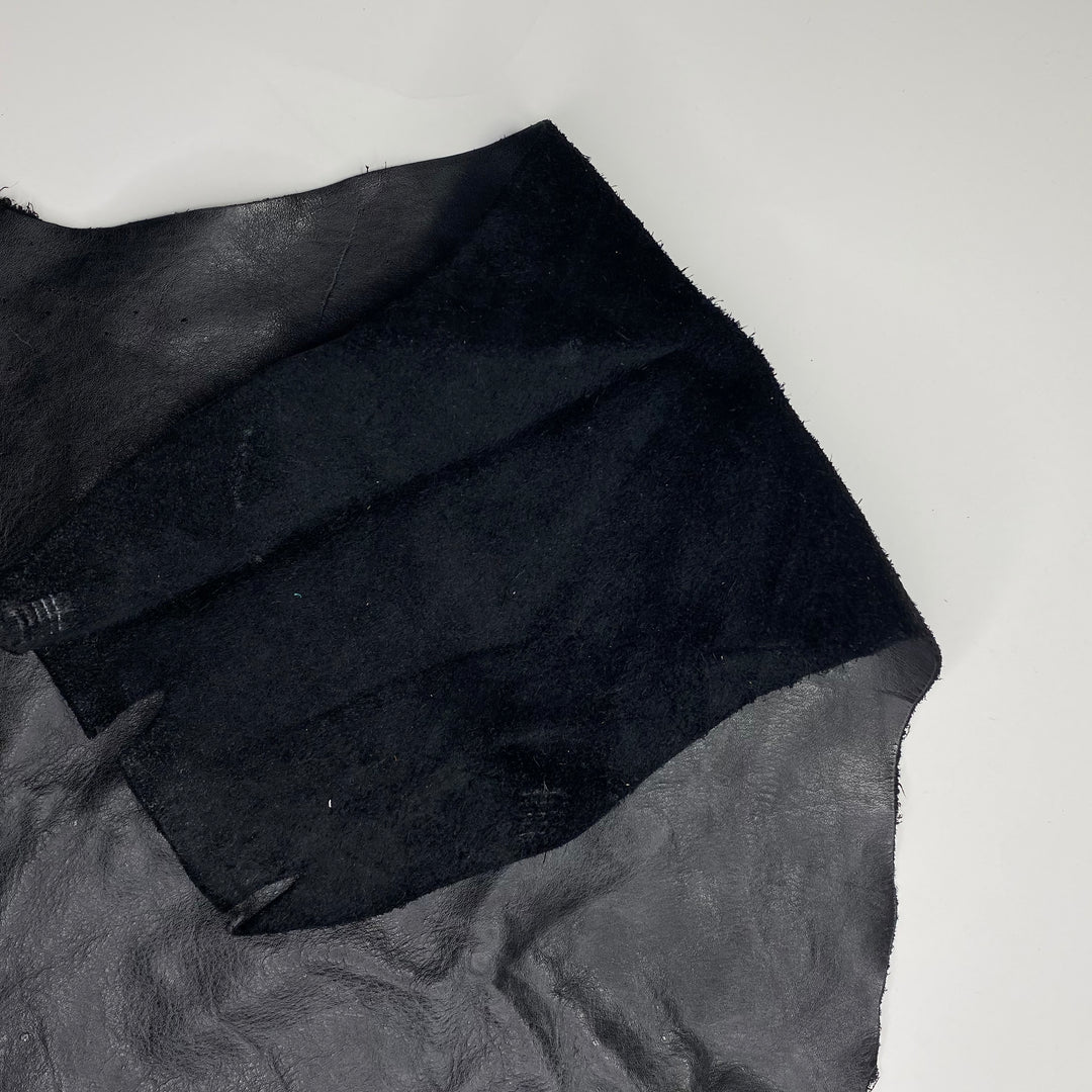 Suede Backed Leather - Black Obsidian - Bundle - FABCYCLE Deadstock and Sustainble Fabrics and Sewing Supplies (6580292354161)