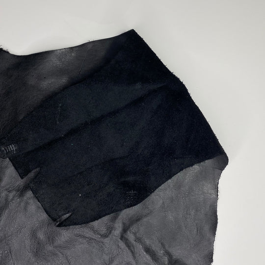 Suede Backed Leather - Black Obsidian - Bundle - FABCYCLE Deadstock and Sustainble Fabrics and Sewing Supplies (6580292354161)