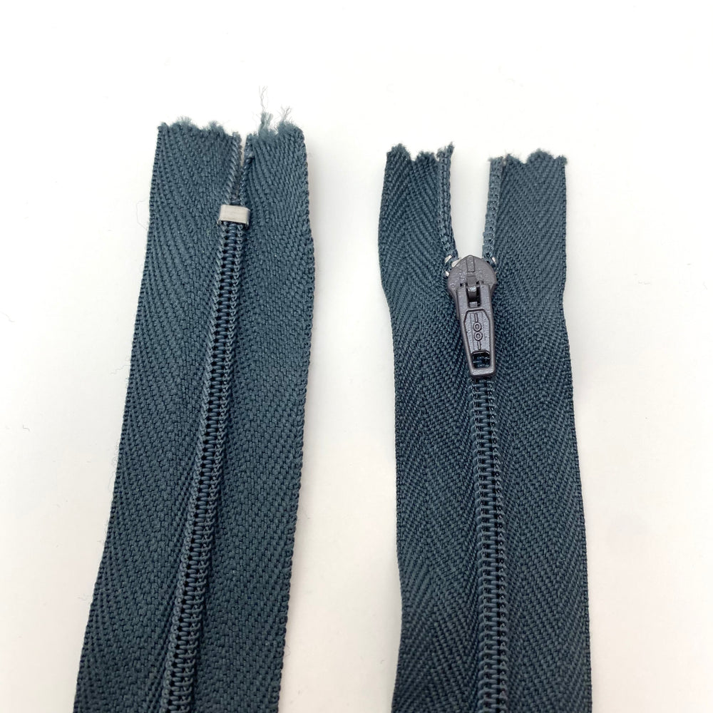7” Coil Zipper - Closed-End - Slate Grey - FABCYCLE Deadstock and Sustainble Fabrics and Sewing Supplies (6570418208881)