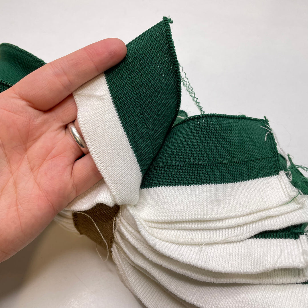 Ribbing - Double Width - Green/White - 11 Pack - FABCYCLE Deadstock and Sustainble Fabrics and Sewing Supplies (6823138164849)