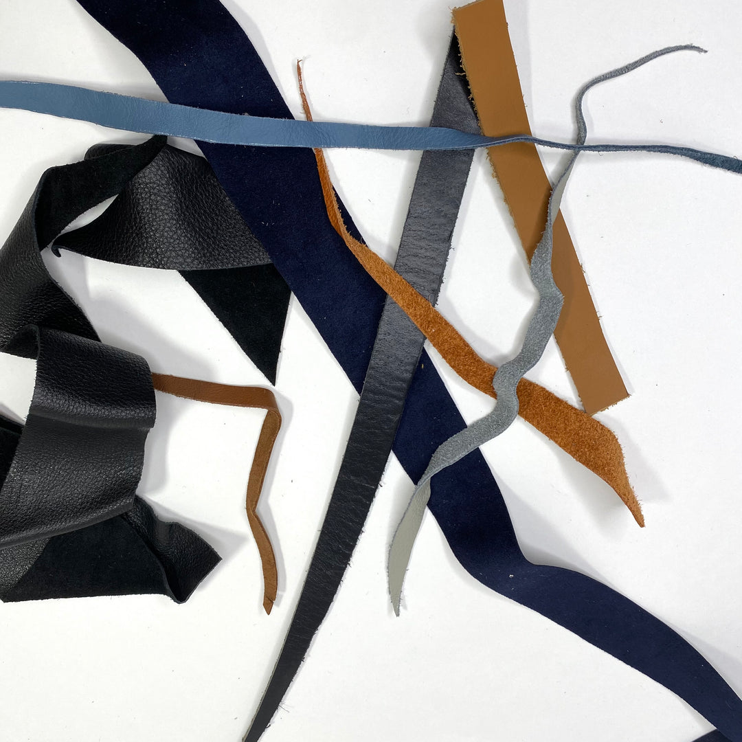 Small Leather Scraps - Assorted - Per Pound - FABCYCLE Deadstock and Sustainble Fabrics and Sewing Supplies (6580554432625)