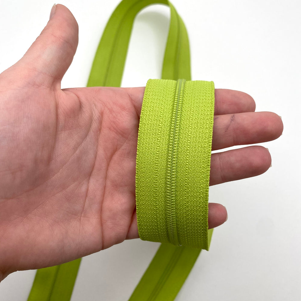 Coil Zipper Tape - Bright Green - Per Metre - FABCYCLE Deadstock and Sustainble Fabrics and Sewing Supplies (6571292098673)