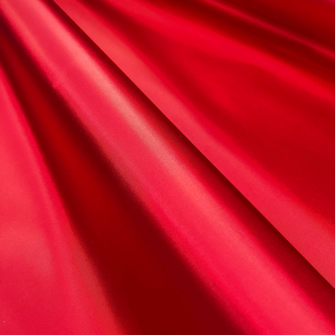 Cranberry - Polyester Satin Woven w/ Wax Backing - Red - 1/2 Meter - FABCYCLE Deadstock and Sustainble Fabrics and Sewing Supplies (4631726227569)