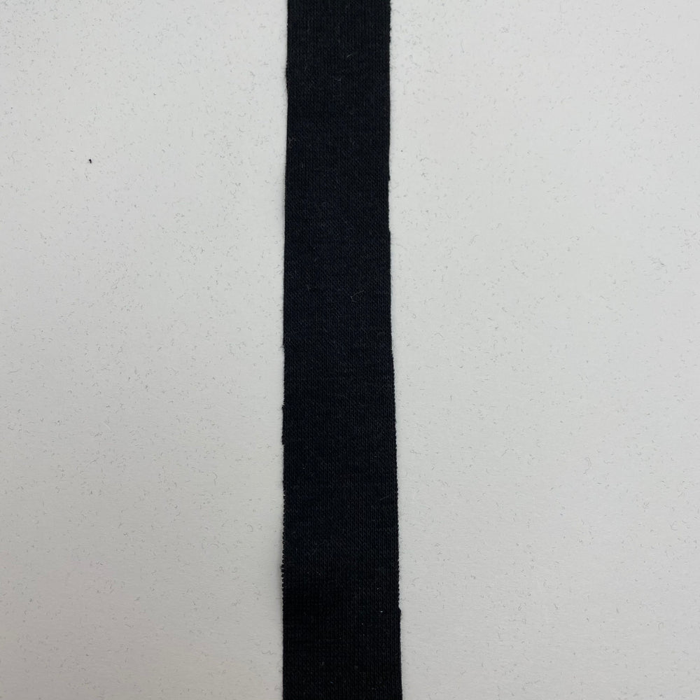 1" Bias Tape - Cotton/Spandex Knit - Black - FABCYCLE Deadstock and Sustainble Fabrics and Sewing Supplies (6539855265905)