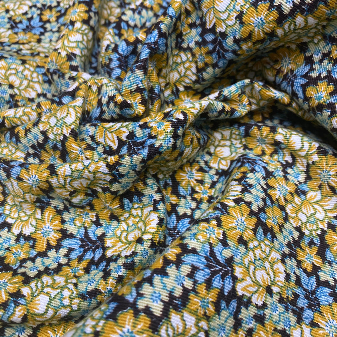 A Floral Dance - Twill Weave Cotton Woven - Yellow Multi Floral - Bundles - FABCYCLE Deadstock and Sustainble Fabrics and Sewing Supplies (6588370518129)