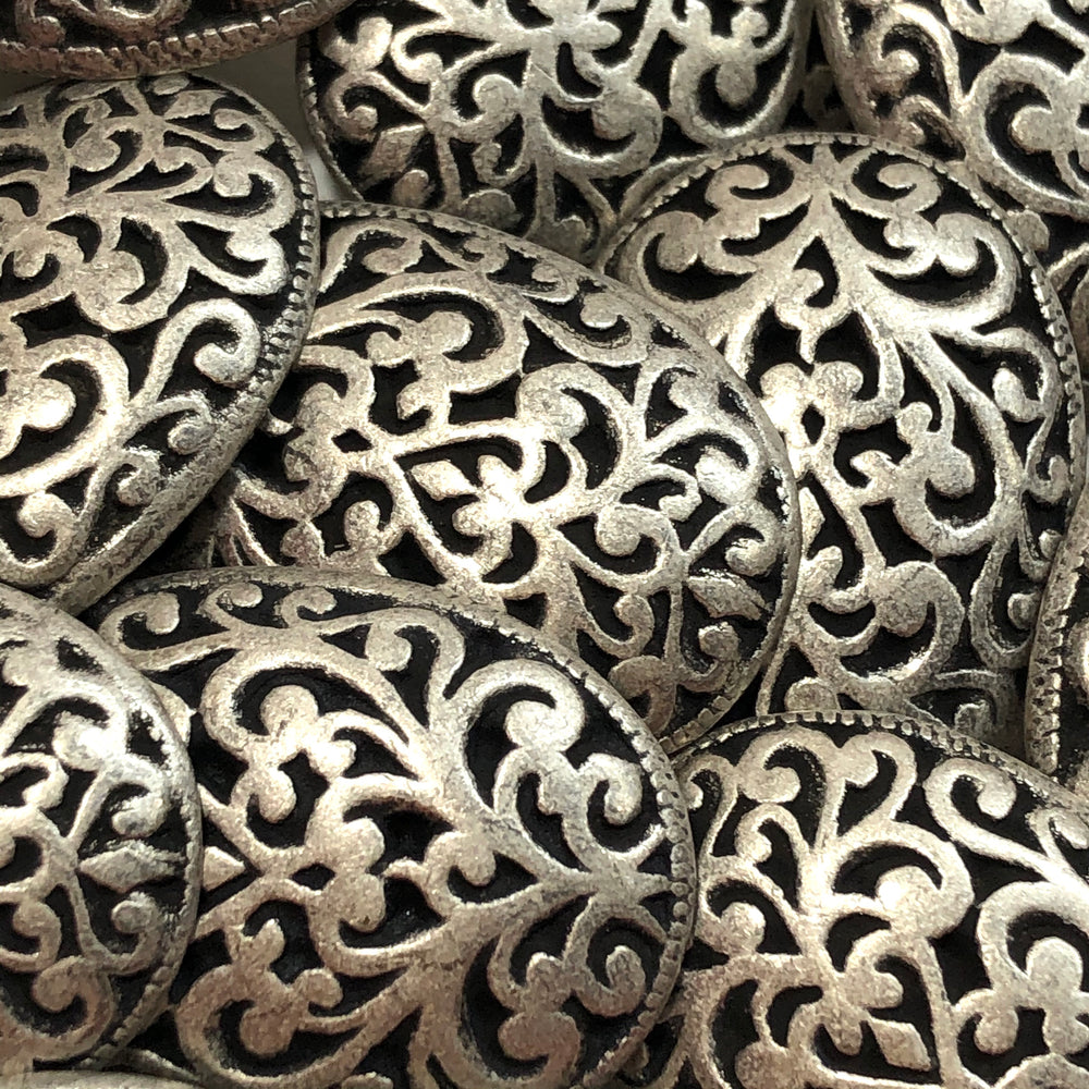 35mm Shank Button - Silver Coloured Metal - Individual - FABCYCLE Deadstock and Sustainble Fabrics and Sewing Supplies (4607434555505)
