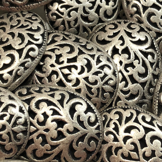 35mm Shank Button - Silver Coloured Metal - Individual - FABCYCLE Deadstock and Sustainble Fabrics and Sewing Supplies (4607434555505)