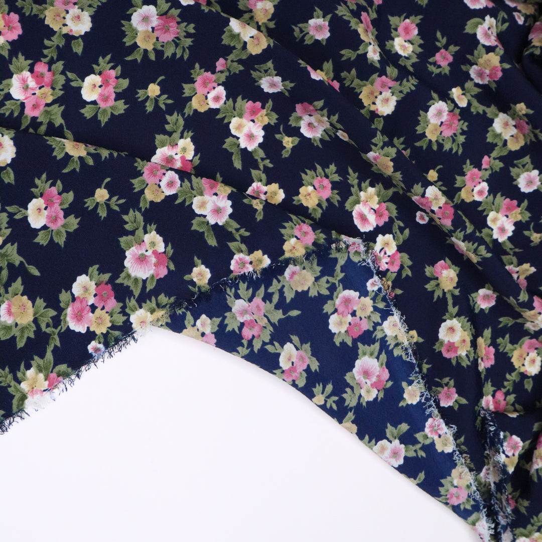 Daytime Dress - Floral Poly Woven - Navy/Pink - 3M Bundle - FABCYCLE Deadstock and Sustainble Fabrics and Sewing Supplies (4644756095089)