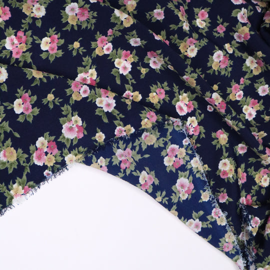 Daytime Dress - Floral Poly Woven - Navy/Pink - 3M Bundle - FABCYCLE Deadstock and Sustainble Fabrics and Sewing Supplies (4644756095089)