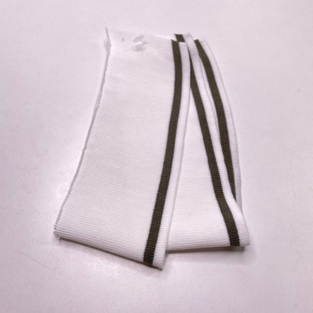 Collars Ribbing - White/Olive - 2 Pack - FABCYCLE Deadstock and Sustainble Fabrics and Sewing Supplies (6822742130801)