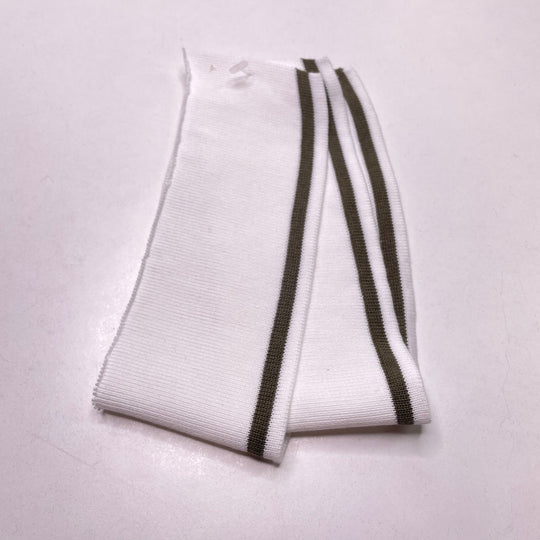 Collars Ribbing - White/Olive - 2 Pack - FABCYCLE Deadstock and Sustainble Fabrics and Sewing Supplies (6822742130801)