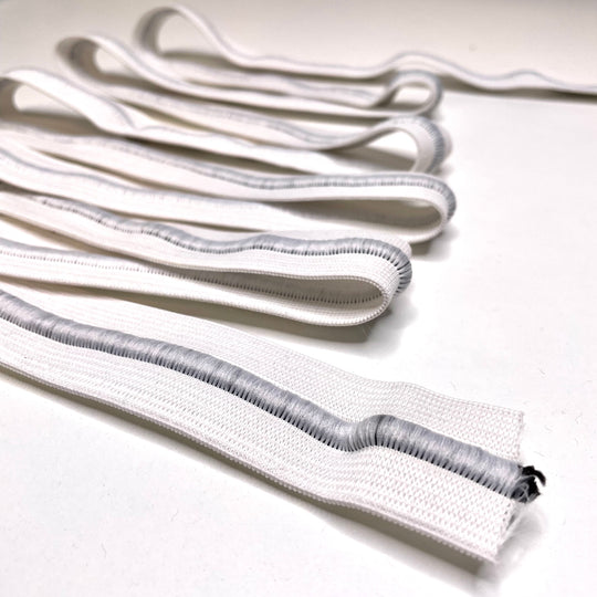 1 ¼" Drawcord Elastic - White/Black - 1M - FABCYCLE Deadstock and Sustainble Fabrics and Sewing Supplies (6660902191217)