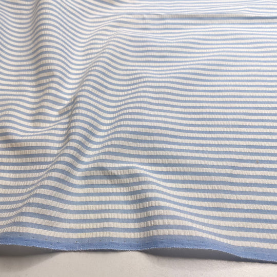 UB - Old Tennis Attire - Seersucker Cotton Woven - Light Blue/White Stripes - 2.8M Bundle - FABCYCLE Deadstock and Sustainble Fabrics and Sewing Supplies