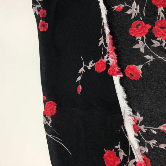 Flamenco Floral - Polyester Chiffon Woven - Red / White / Black - 1/2 Meter - FABCYCLE Deadstock and Sustainble Fabrics and Sewing Supplies (4621308526705)