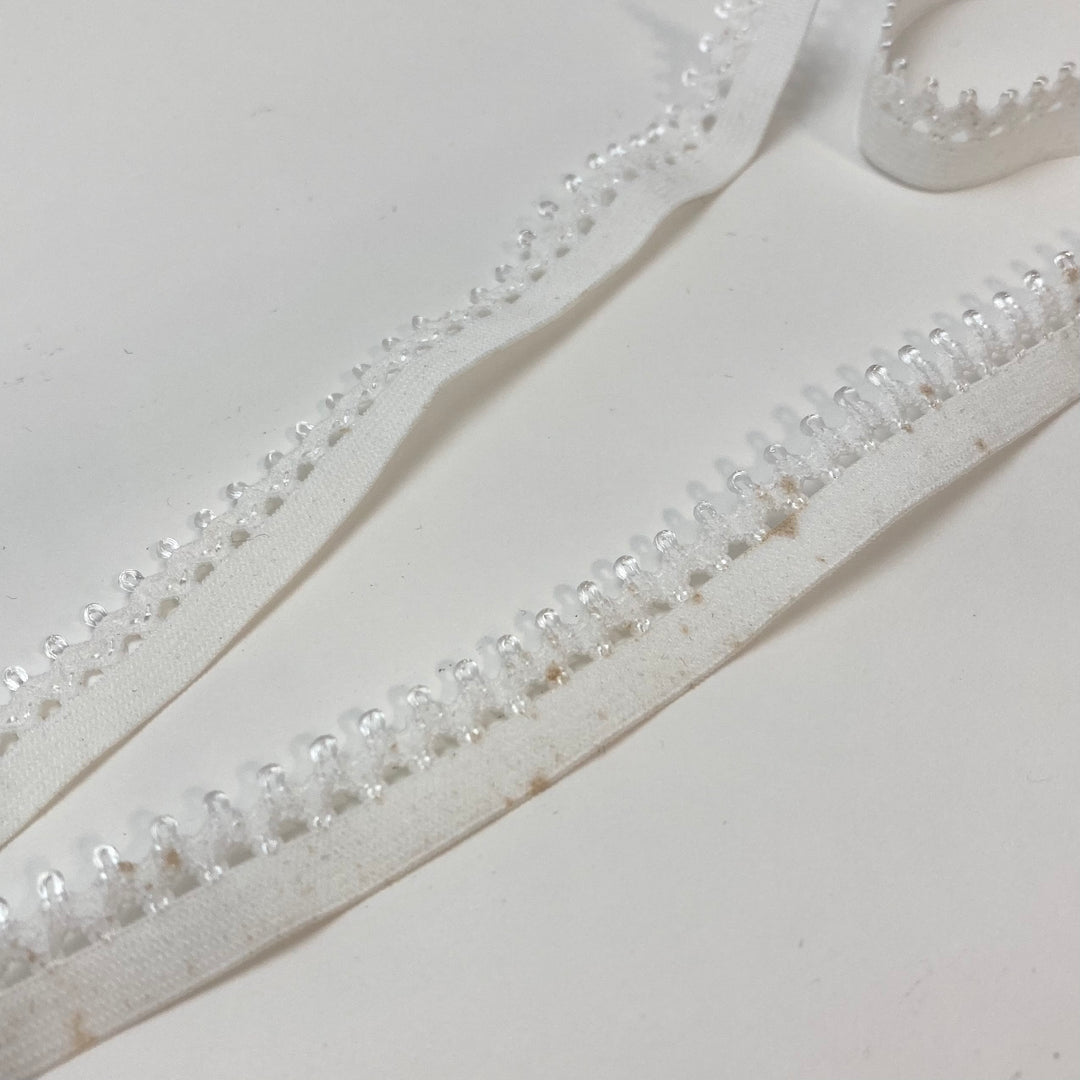 1/2" Decorative Elastic Strap - Stretch - White - 1.4M Bundle - FABCYCLE Deadstock and Sustainble Fabrics and Sewing Supplies (6563405889649)