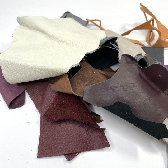 Small Leather Scraps - Assorted - Per Pound - FABCYCLE Deadstock and Sustainble Fabrics and Sewing Supplies (6580554432625)