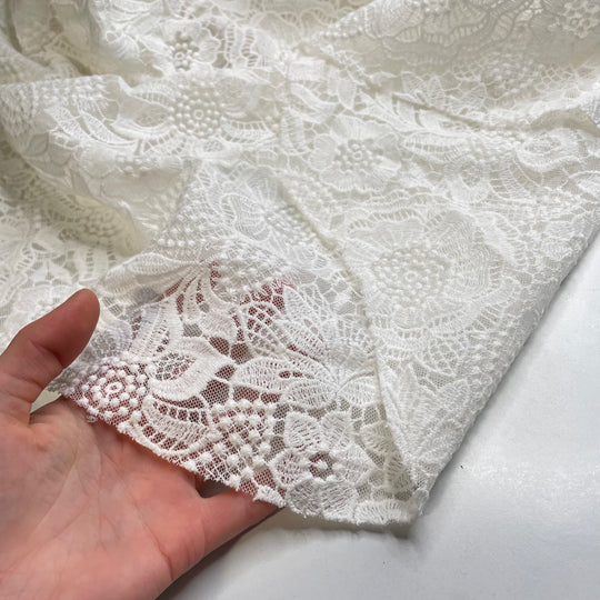 Doilypalooza - Embroidered Mesh Woven - Cream Floral - 2 Lb Pack - FABCYCLE Deadstock and Sustainble Fabrics and Sewing Supplies