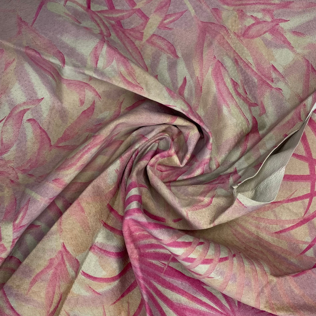 Printed Suede Leather - Pink Palm Party - Bundle - FABCYCLE Deadstock and Sustainble Fabrics and Sewing Supplies (6580291928177)