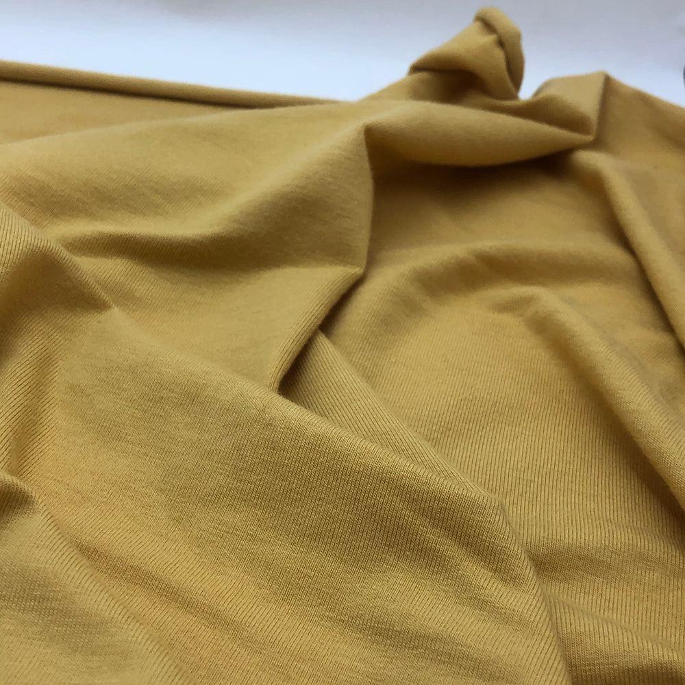 Egg Yolk Medium - Bamboo/Cotton Stretch Jersey - Yellow - 1/2 Meter - FABCYCLE Deadstock and Sustainble Fabrics and Sewing Supplies (4546748579953)
