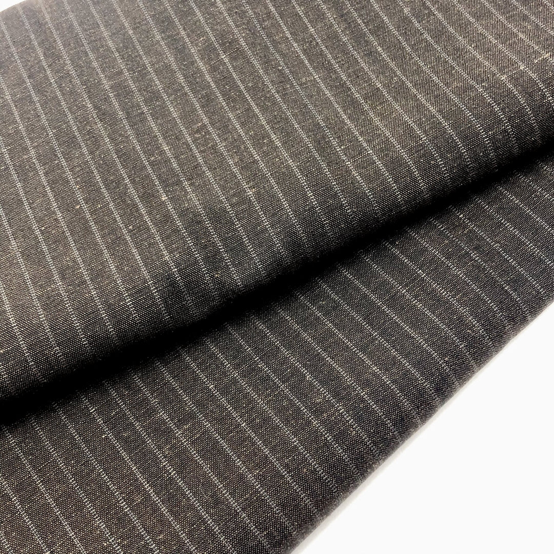 Gravy Brown Pinstripe - Wool Linen Woven - Brown / Grey - 1.15M Bundles - FABCYCLE Deadstock and Sustainble Fabrics and Sewing Supplies (4584927756401)