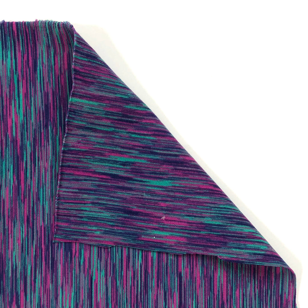 High Vibrations - Polyester Blend Knit - Bright Purple / Pink / Turquoise / Black- 1/2 Meter - FABCYCLE Deadstock and Sustainble Fabrics and Sewing Supplies (4610659647601)