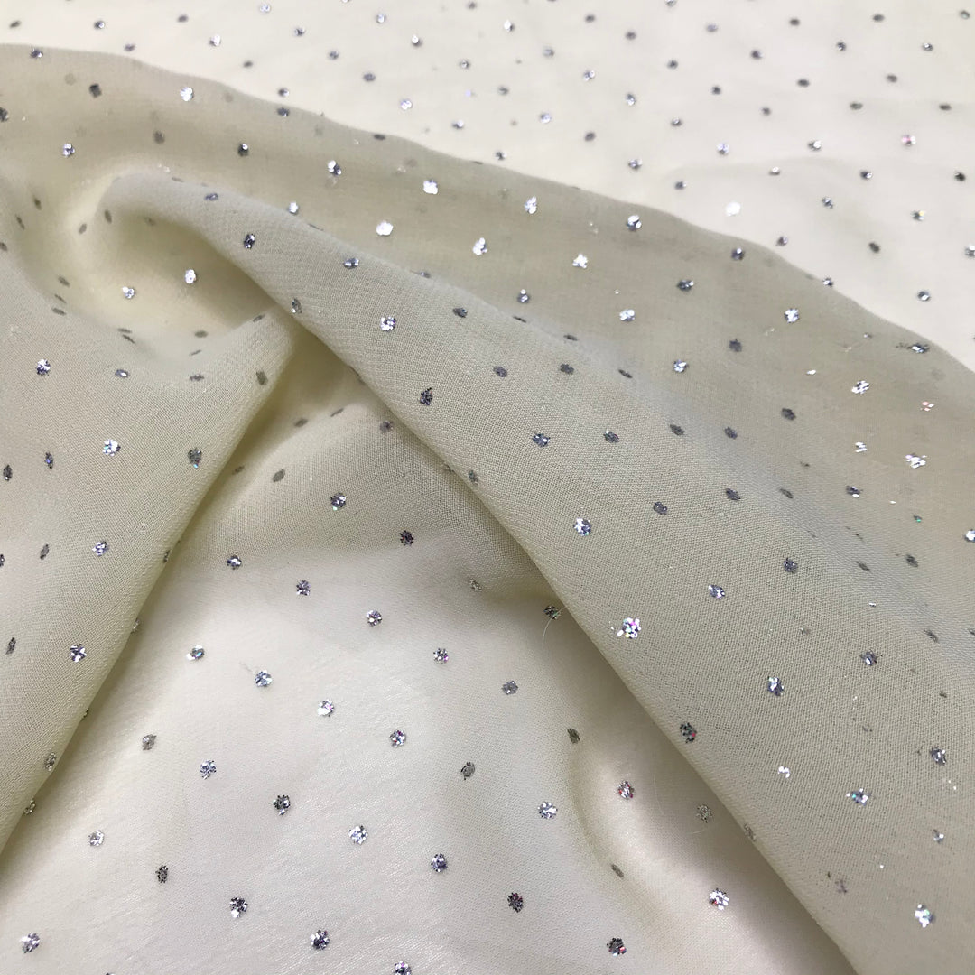 Sunspots - Glitter Poly Woven - Beige - 0.95M Bundle - FABCYCLE Deadstock and Sustainble Fabrics and Sewing Supplies (6589049602161)